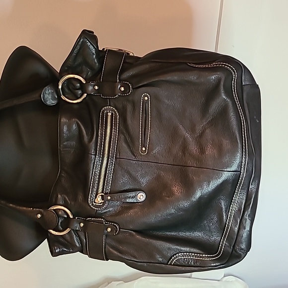 B Makowsky Black Pebbled Leather Tote Bag - Picture 2 of 9